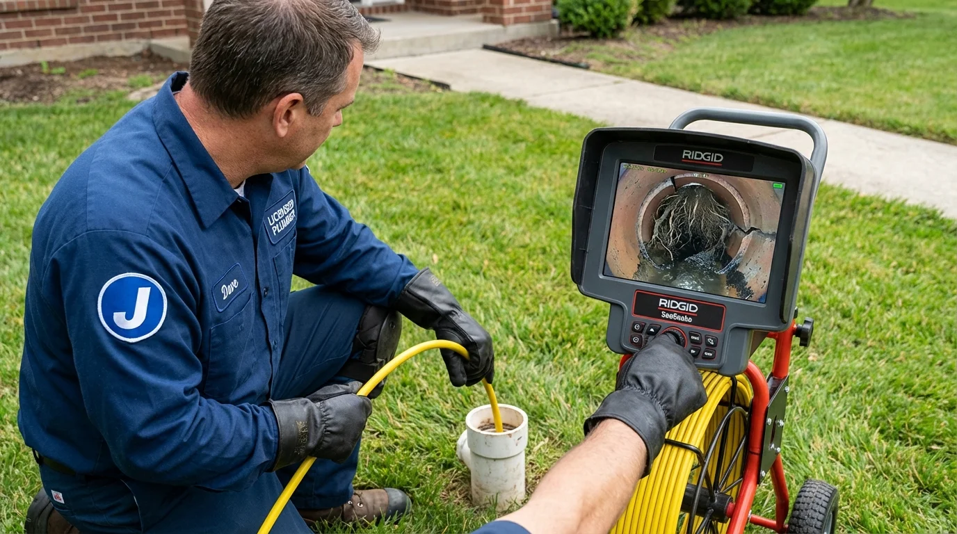 Sewer camera inspection being performed by Johns Plumbing LLC in Limerick